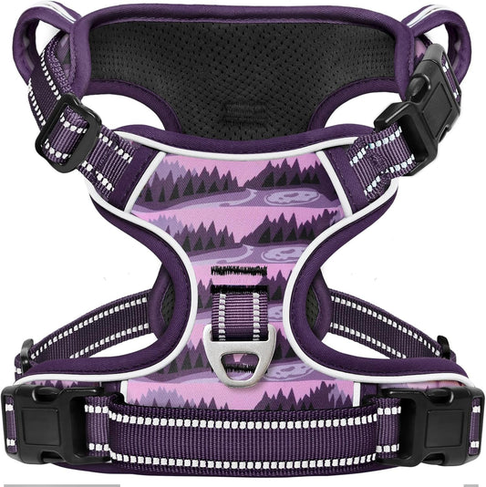 Timos Dog Harness,No-Pull Pet Harness Adjustable Soft Padded Dog Vest,Reflective No-Choke Pet Oxford Vest with Easy Control Handle for Medium Dogs,Moon Night,M