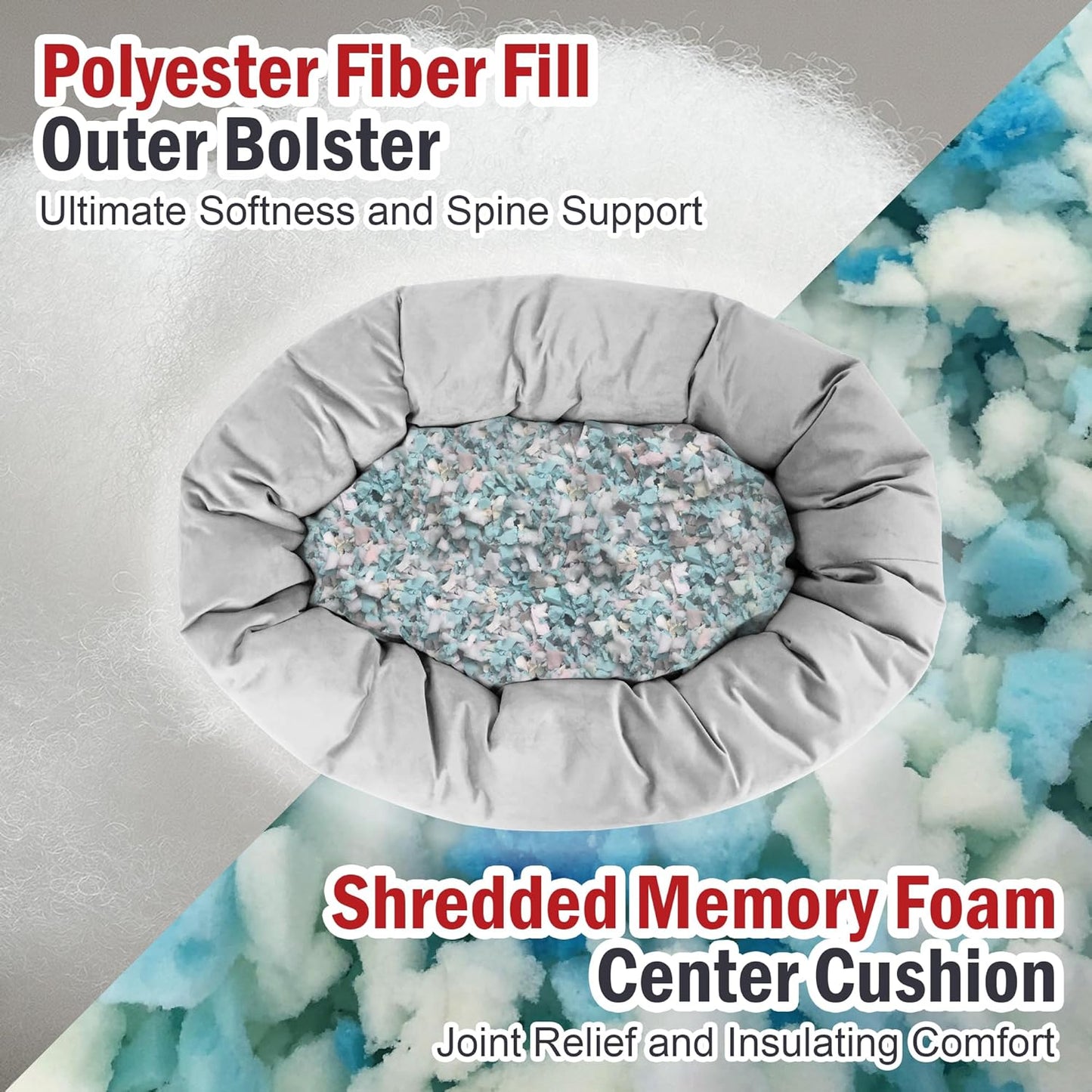 Majestic Pet 32 Inch Suede Shredded Memory Foam Mix Calming Medium Dog Bed Washable 32x23x7 (Inch) - Cozy Soft Round Donut Dog Bed with Spine for Head Support - Pet Bed Chocolate