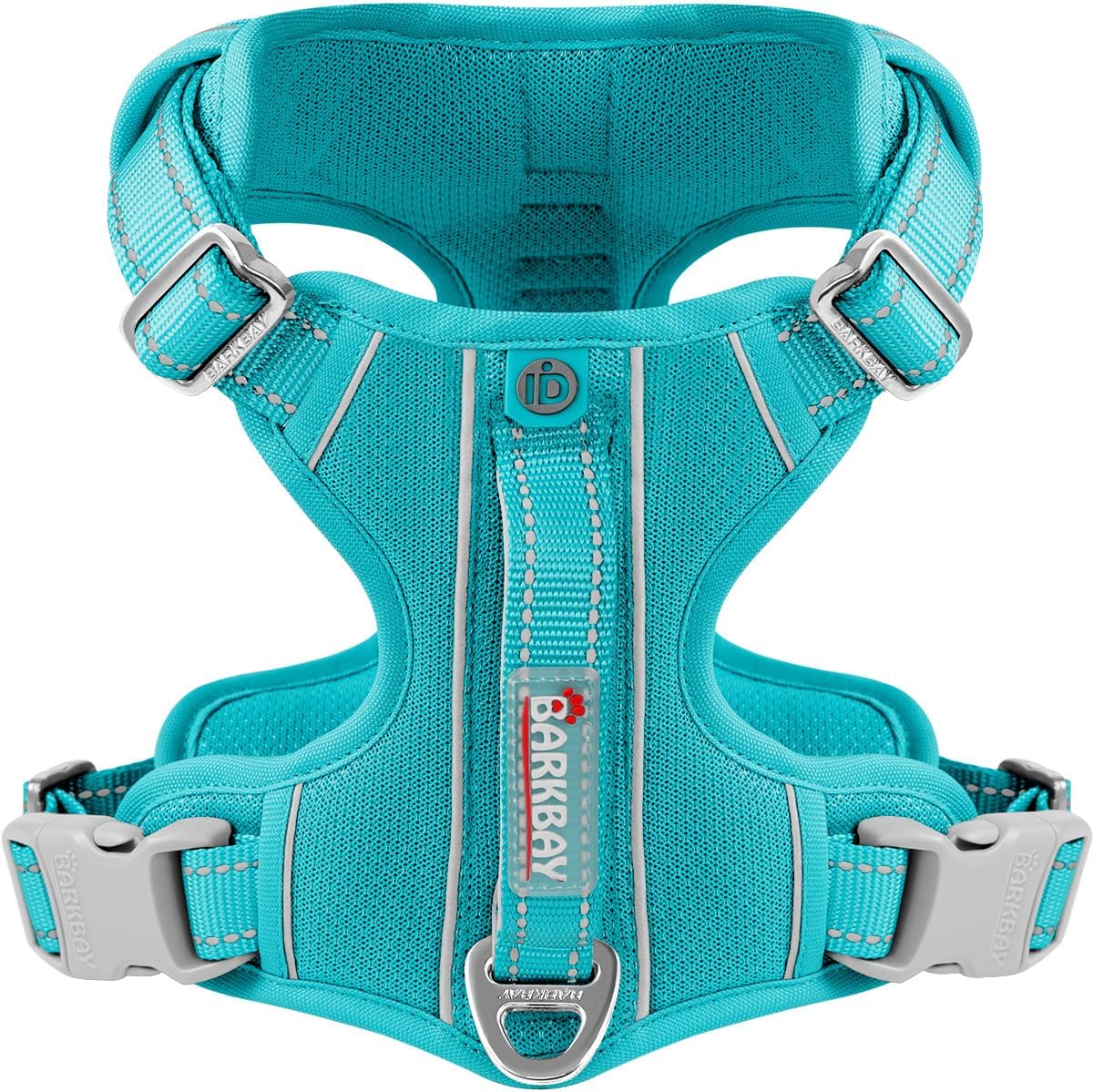 BARKBAY Dog Harness No Pull with ID Tag Pocket - Heavy Duty, Reflective, Easy Control for Large Dogs(Ocean Blue,S)