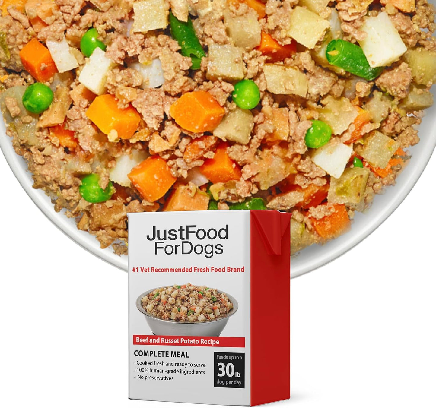 JustFoodForDogs Pantry Fresh Wet Dog Food, Complete Meal or Dog Food Topper, Beef & Potato Human Grade Dog Food Recipe - 12.5 oz (Pack of 12)