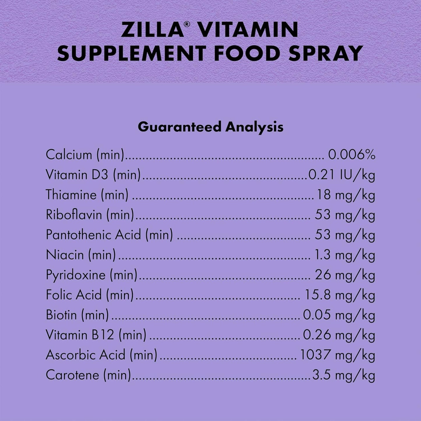 Zilla Vitamin Supplement Food Spray, with Carotene, Spray-on Multivitamin Supplement for Reptiles