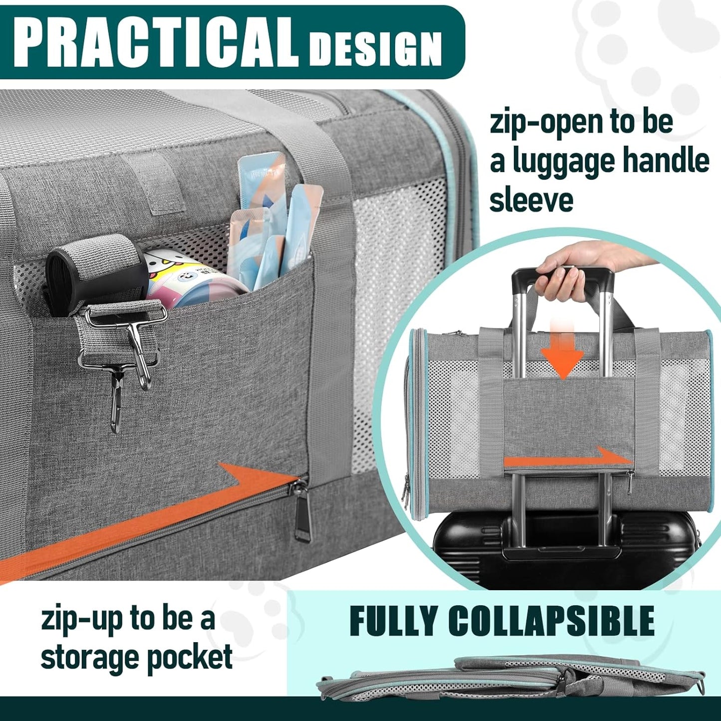 Pet Carrier for Large Cats 20 lbs+ / Soft Sided Small Dog Travel Carriers Top Load/Collapsible Carrier Bag for Big Cat / 2 Kittens Sturdy Transport Carriers Long Trips/Medium Cats 15 pounds