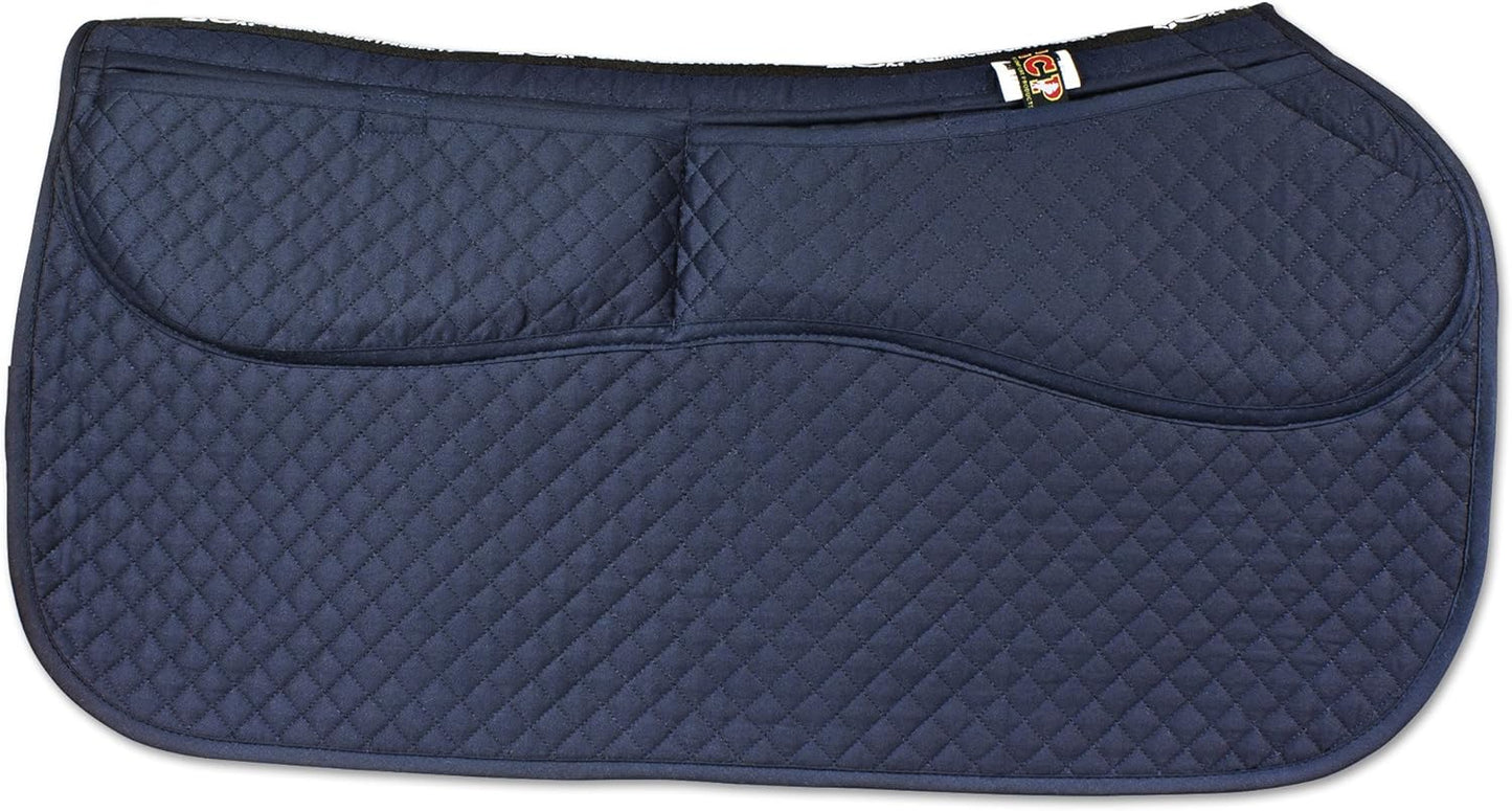 ECP Equine Comfort Products Thermoregulating Western Saddle Pad, Machine Washable Contoured Fit, Water Absorbing, Therapeutic, Shock Absorbing with Adjustable Memory Foam Shims