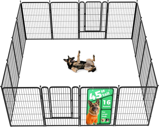 FXW Rollick Unleashed Dog Playpen for Indoor, Yard, RV Camping, 45 inch 16 Panels for Large Dogs│Patented