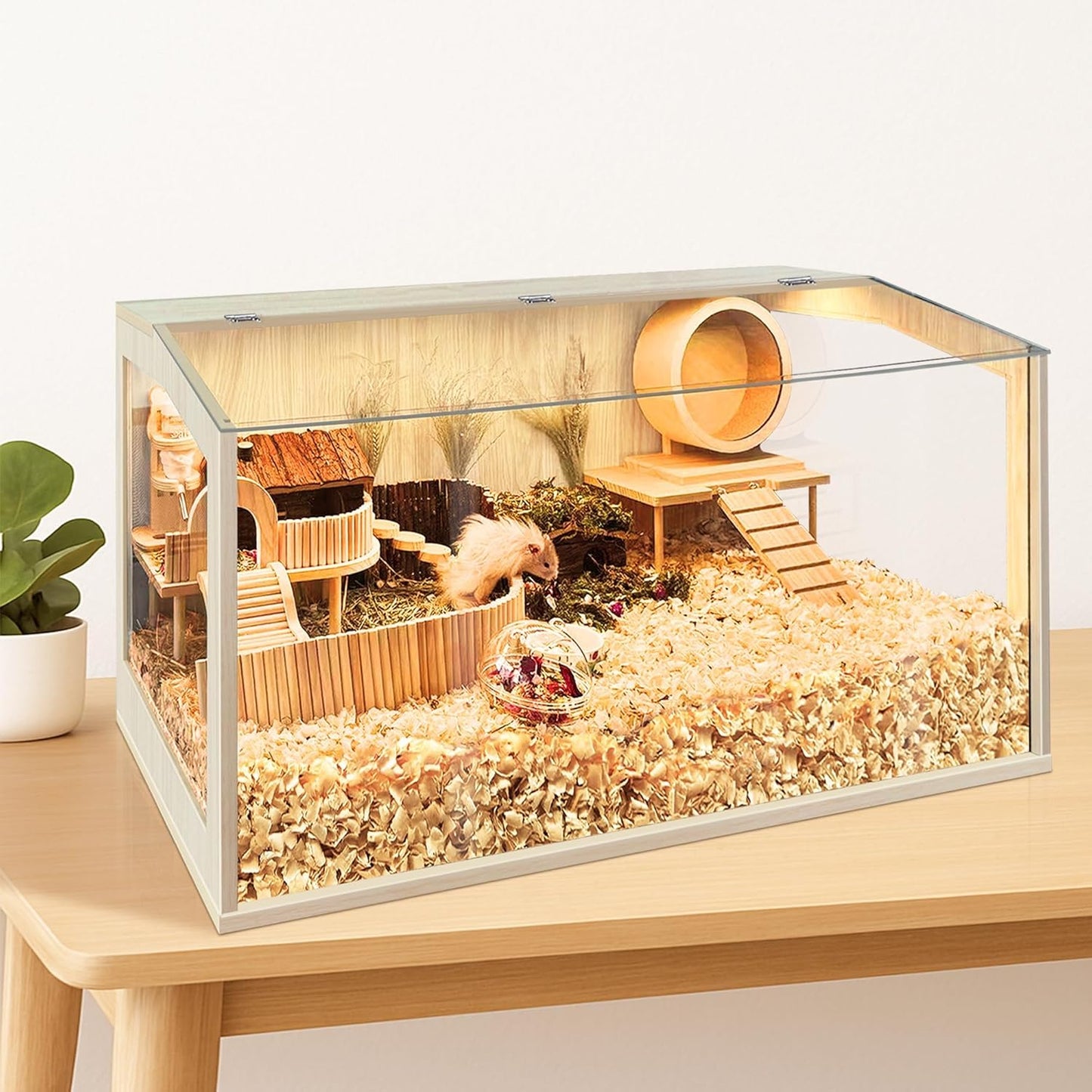 Prolee Hamster Cage Chewproof, Large Hamster Cage,Guinea Pig Cages Openable Top with Acrylic Sheets Solid Built, Hamster Habitat 24"