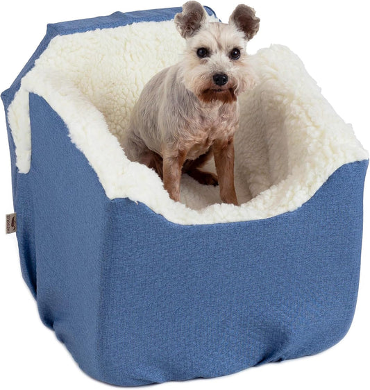 Snoozer Dog Car Seat: Lookout I Booster Seat for Small Dogs (5-15 lbs), Denim Diamond Fabric, Machine Washable Cover