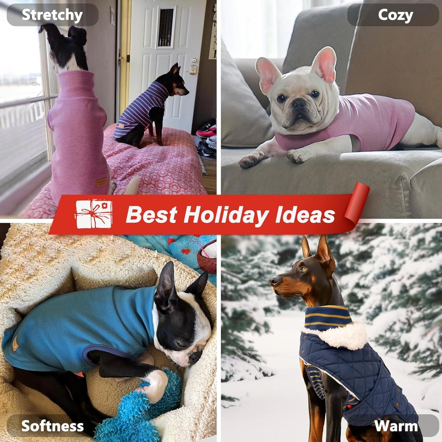 KYEESE 2Pack Dog Sweater Soft Dogs Clothes Stretchy Pet Sweatshirt Dog Sweaters for Small Dogs Girl Turtleneck Pet Coats Pullover Small Pets Sweaters