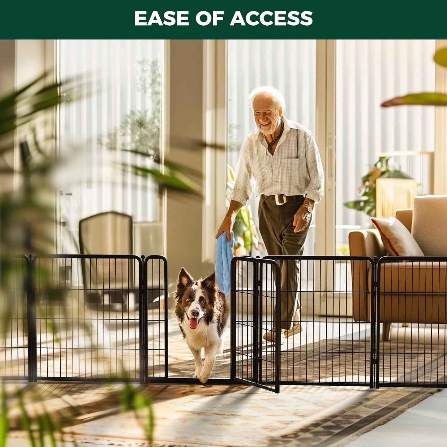 FXW Homeplus Unleashed Indoor Dog Playpen - Stress-Free and Safe Play, Heavy Duty 32 Inch 16 Wire Panels Dog Pen for Small and Medium Dogs, Black│Patented