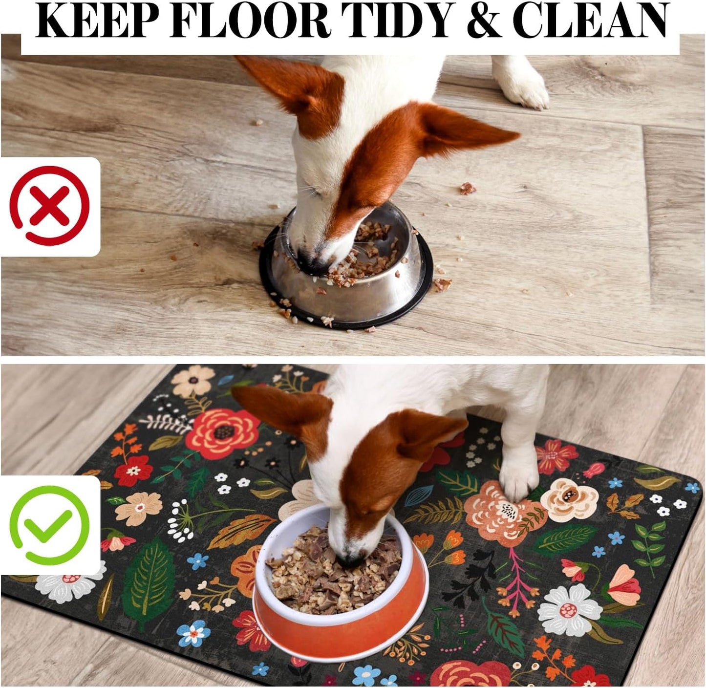 Dog Food Mats for Floors, Absorbent Dog Bowl Mat for Food and Water Dispenser Mat, Quick Dry Cat Food Mat Pet Supplies