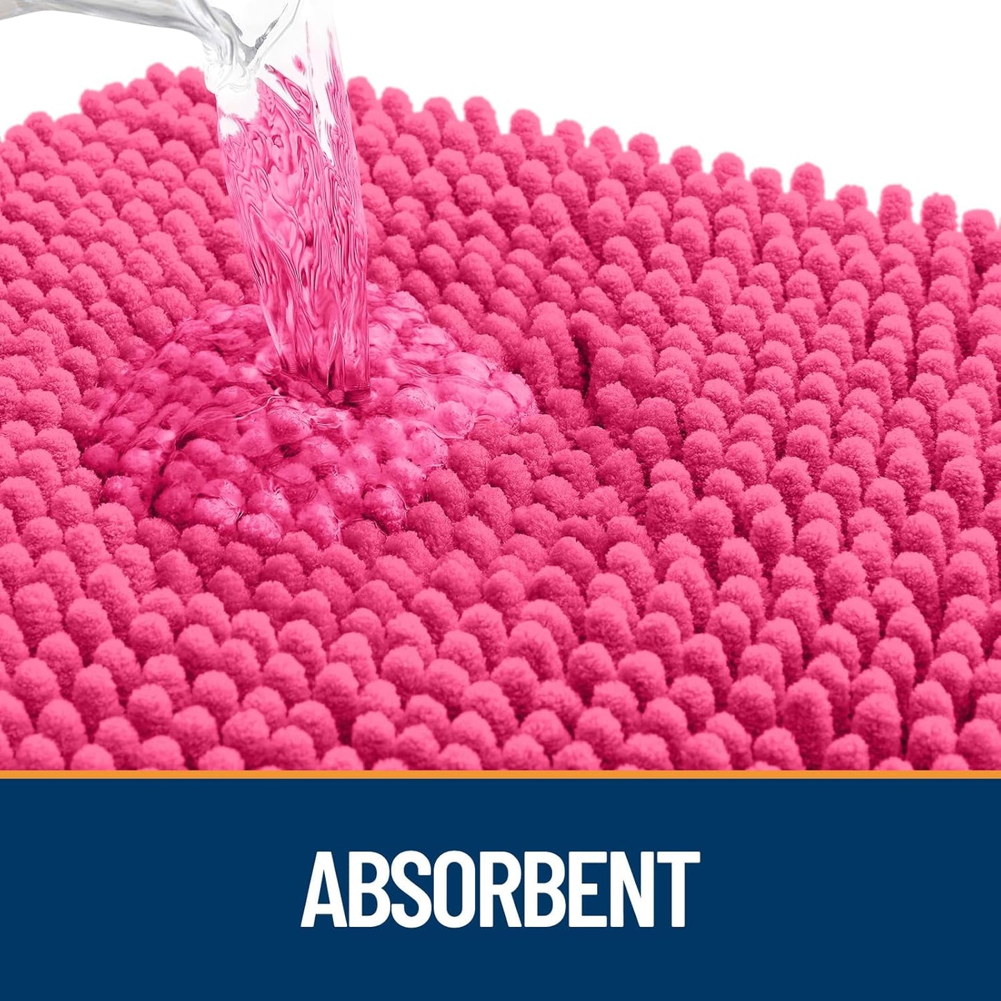 OLANLY Dog Door Mat for Muddy Paws 30x17, Absorbs Moisture and Dirt, Absorbent Non-Slip Washable Doormat, Quick Dry Chenille Mud Mat for Dogs, Entry Indoor Entryway Carpet for Inside Floor, Hot Pink