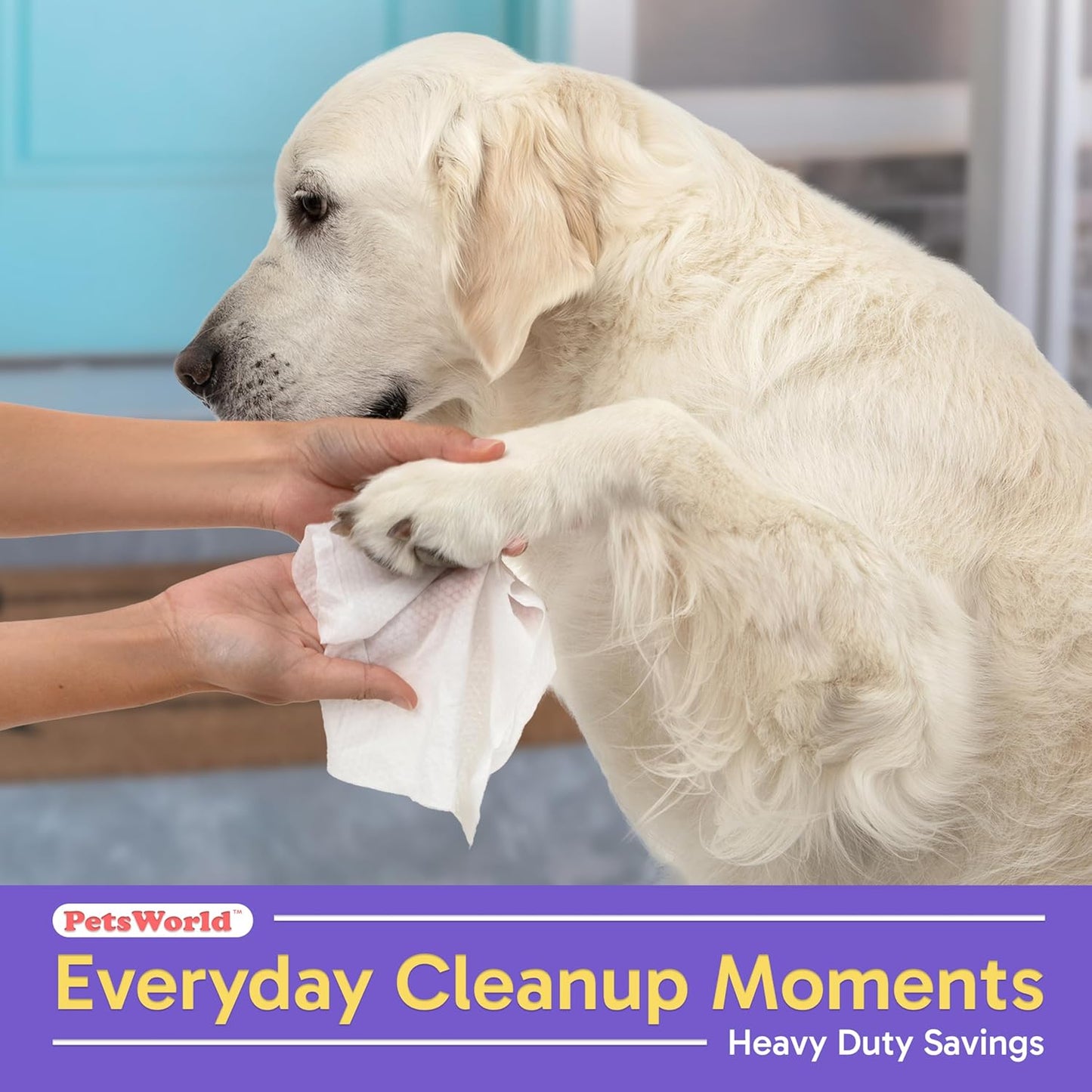 PETSWORLD Pet Wipes for Dogs & Cats, Unscented, Hypoallergenic, Chemical-Free, Biodegradable (98%), Thick & Durable, Textured Grooming Wipes (Unscented, 1200 Count)