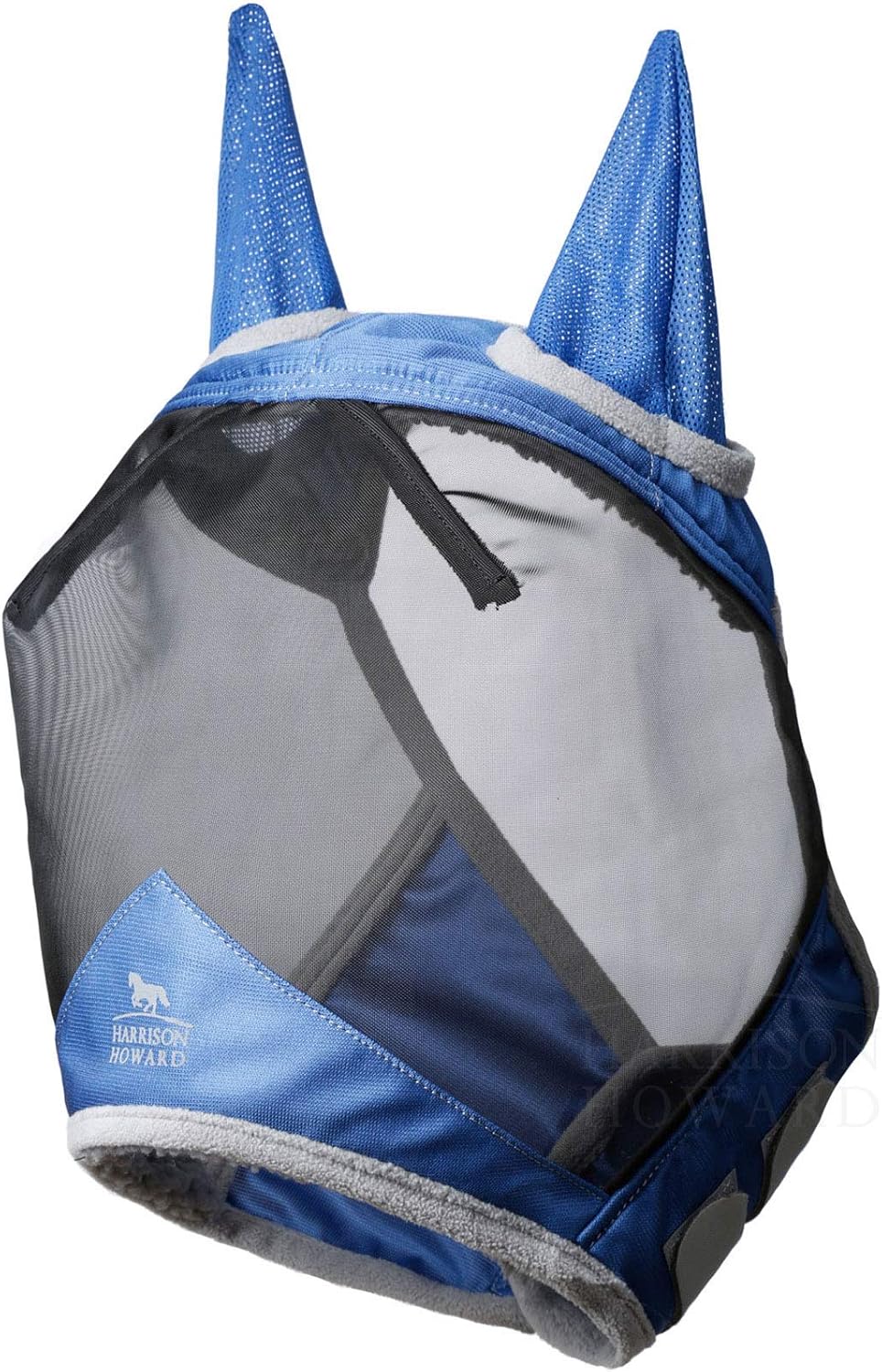 Harrison Howard CareMaster Pro Luminous Fine Mesh UV-Proof Fleece Padding Fly Mask Half Face Aquamarine (XL; Extra Full)