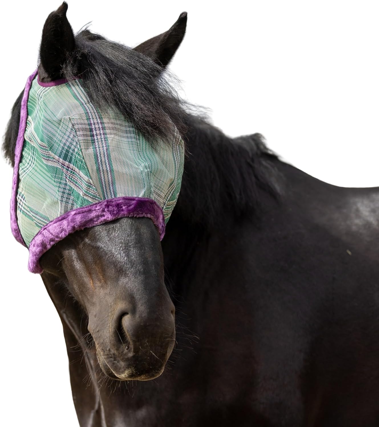 Kensington UV Fly Mask with Fleece Trim - Protective Mask with Dual Ear Opening Size: XXL Color: 2019-Imperial Jade
