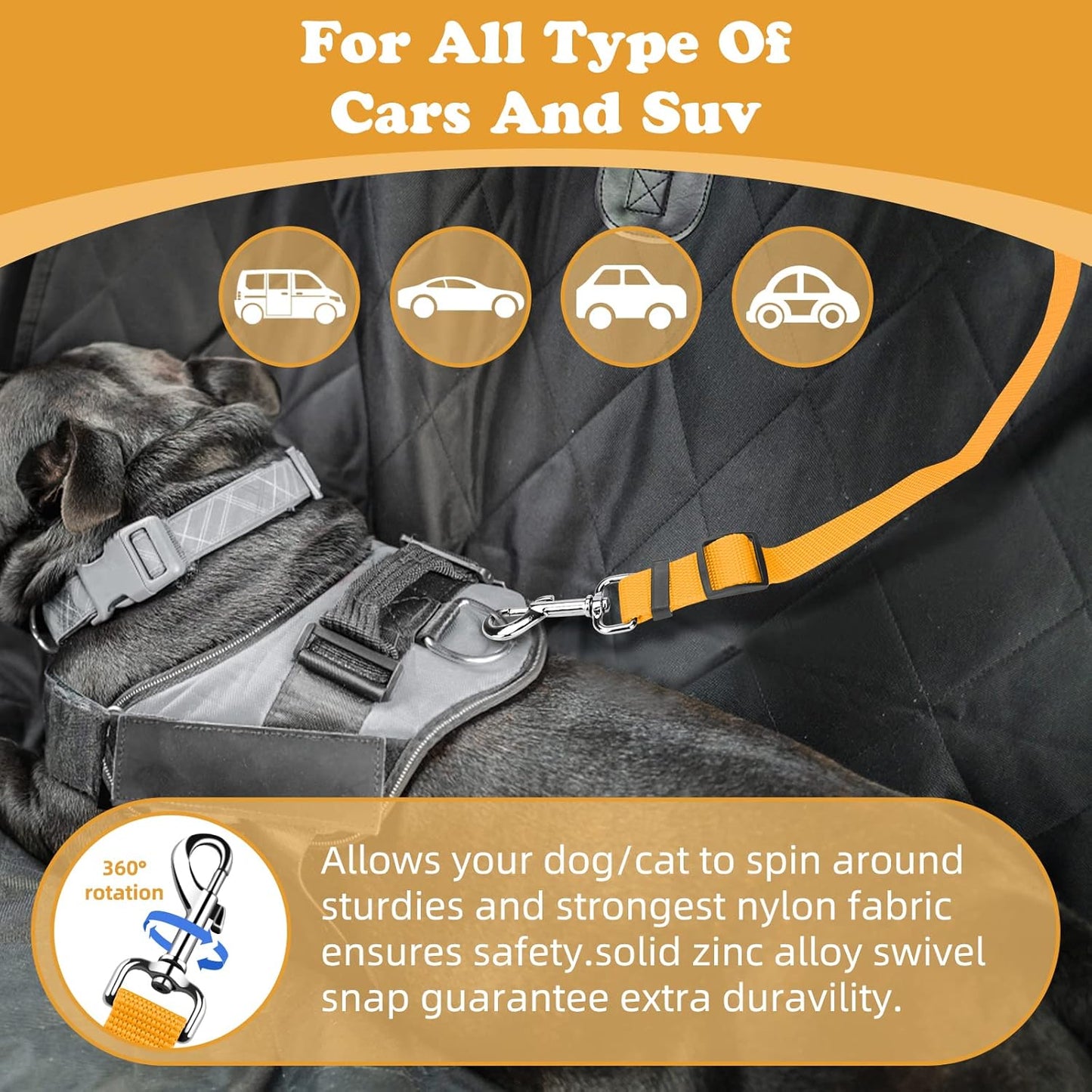 BWOGUE Pet Dog Cat Seat Belts, Car Headrest Restraint Adjustable Safety Leads Vehicle Seatbelt Harness (1 Pack)