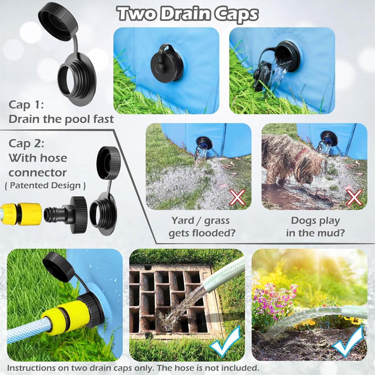 Jasonwell Foldable Dog Pool Collapsible Hard Plastic Swimming Pool Portable Kiddie Pool Pet Pool Doggie Wading Pool Bath Tub for Puppy Small Medium Large Dogs Cats and Kids 48"