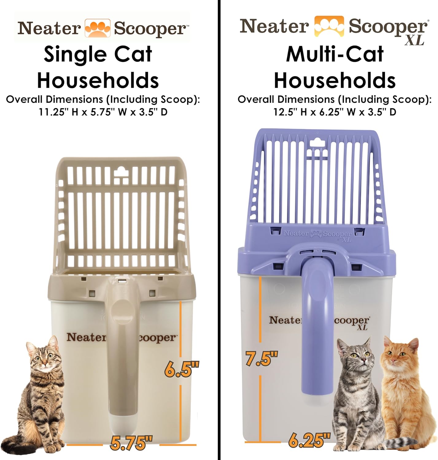 Neater Pet Brands Neater Scooper XL Cat Litter Scoop, 195 Refill Bags – Extra-Large Capacity Mess-Free Cat Litter Scooper with Bag for Large & Multiple Cats, Spill-Proof Litter Box Scooper with Holder