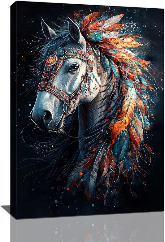 Horse Pictures Wall Art, Horse Animal Bathroom Wall Decor, Aesthetics Modern Framed Painting Elegant Canvas Artwork for Bathroom Bedroom Living Room Decorations 24"L x 16"W