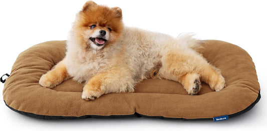 Bedsure Washable Dog Crate Pad for Small Dogs, Anti-Slip Puppy Kennel Dog Bed for Crate - Ultra Soft Fleece Flat Thin Pet Mat (Not Chew Proof), Brown 23"x17"
