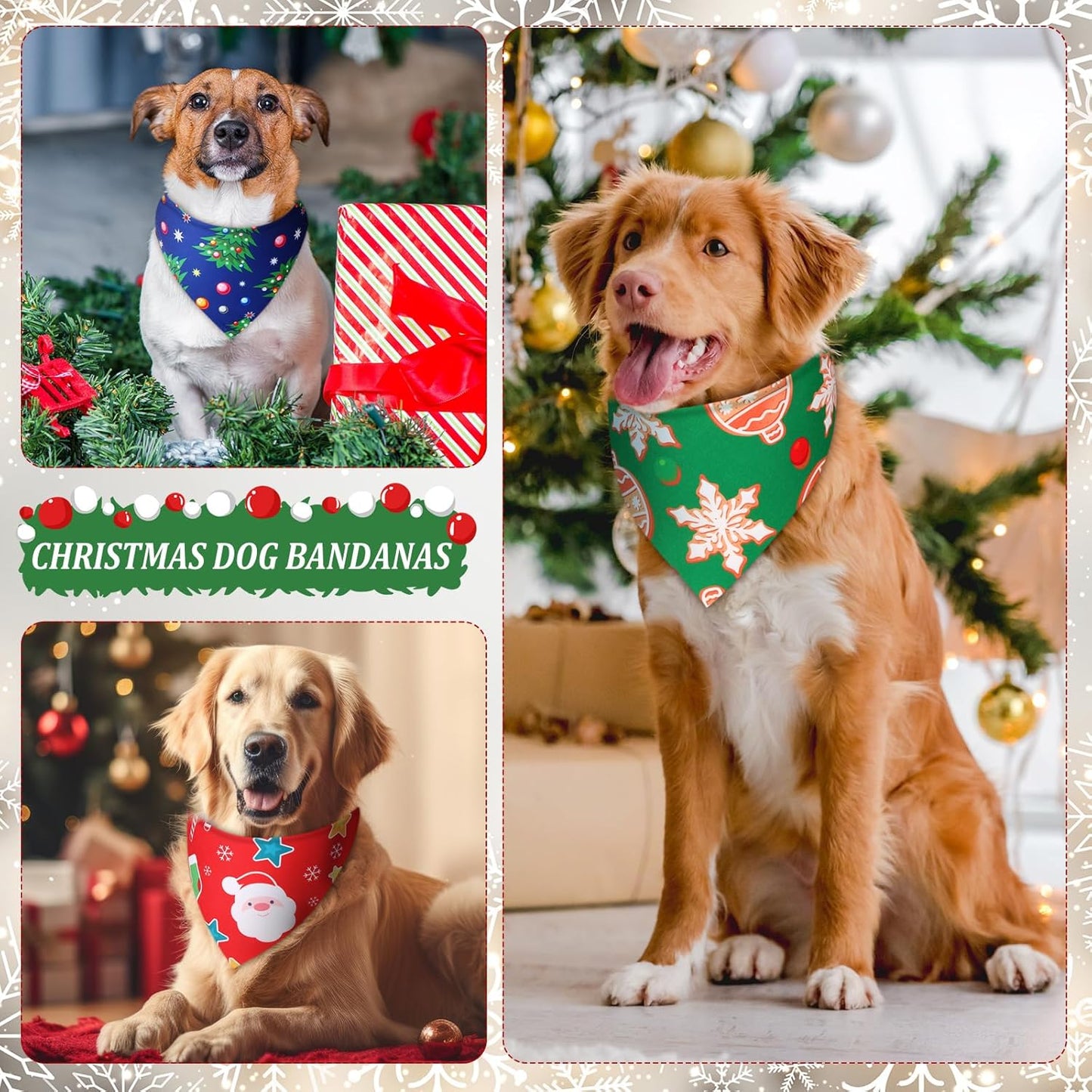 Abbylike 100 Pcs Christmas Dog Bandanas Bulk Xmas Bandanas for Dogs Triangle Kerchief Bibs Scarf Set for Pet Xmas Costume Photo Props Accessories Pet Shops Grooming, 25 Styles (31.5 x 21.7 x 21.7)