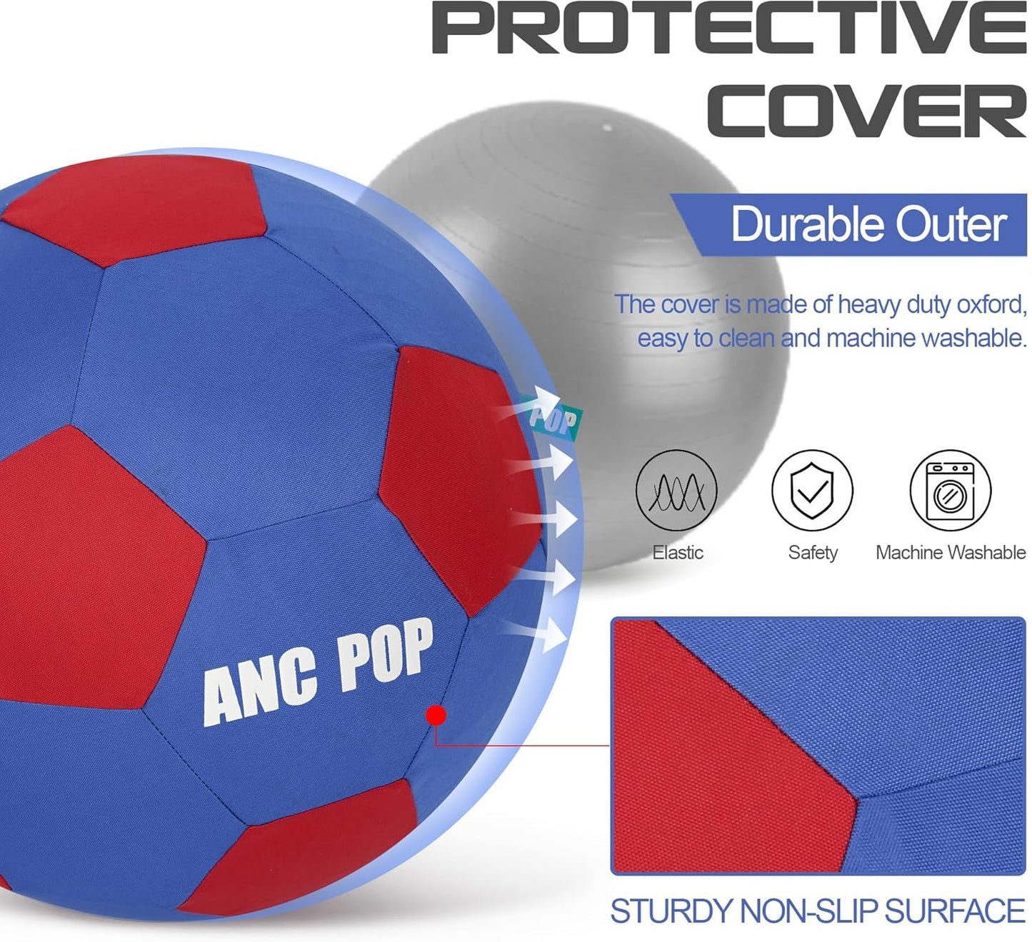 Herding Ball for Dogs & Horses - 20" Ball with Hand Pump - Blue & Red