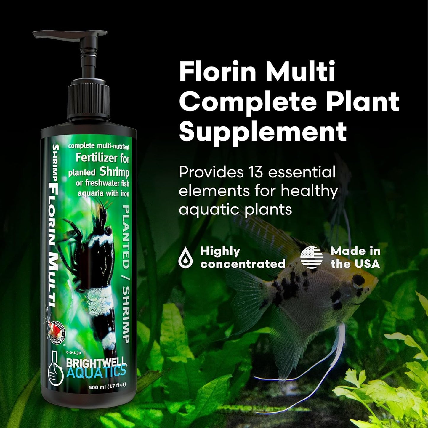 Brightwell Aquatics Shrimp FlorinMulti – Complete Plant Nutrient Supplement for Shrimp & Freshwater Aquariums – Supports Growth, Color & Health – Copper-Free, 250 ml
