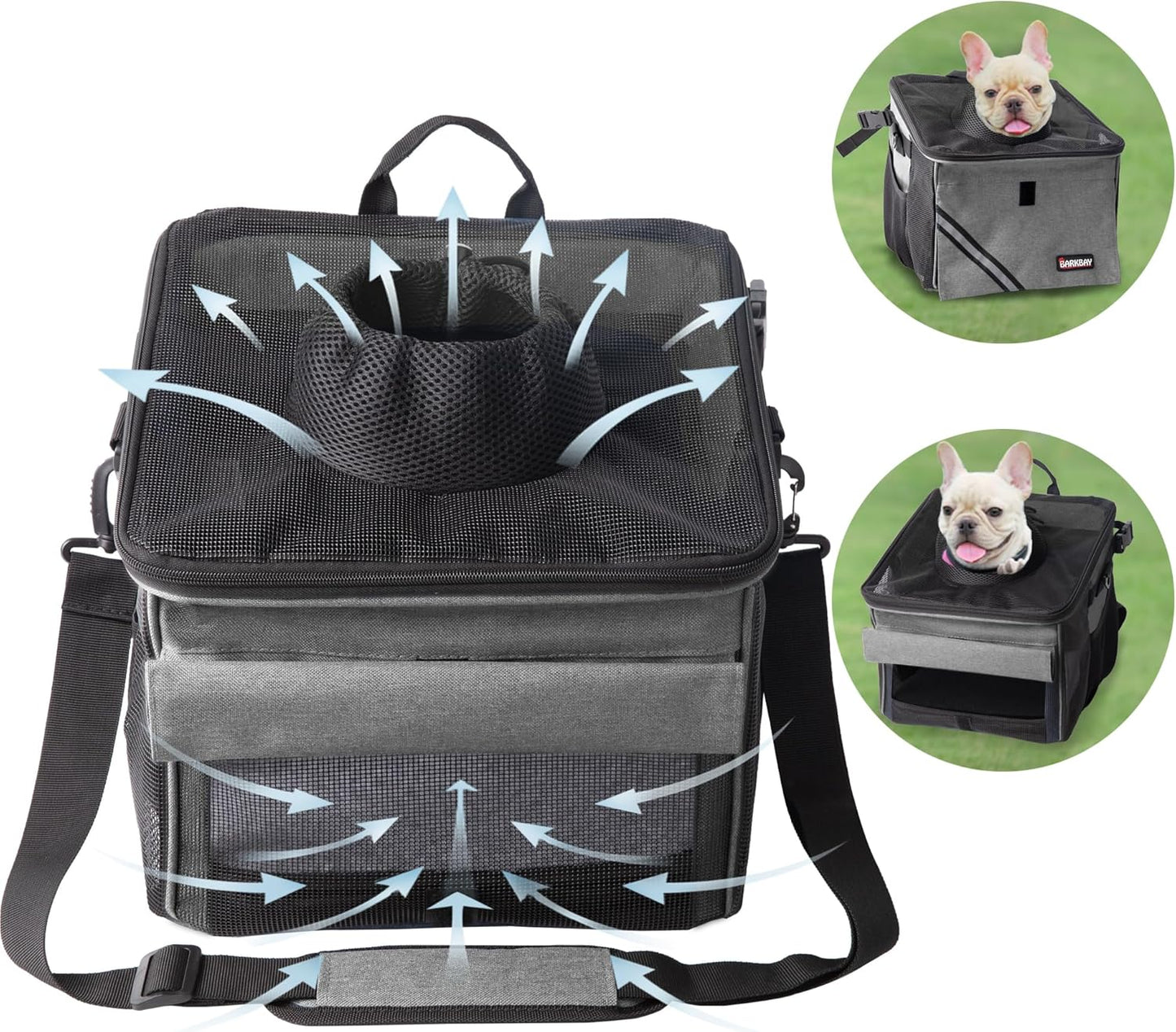 Pet Carrier Bicycle Basket Bag Pet Carrier/Booster Backpack for Dogs and Cats with Big Side Pockets,Comfy & Padded Shoulder Strap,Travel with Your Pet Safety（Titanium）