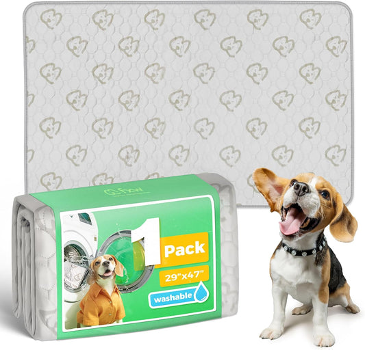 FXW Washable Pee Pads for Dogs, Puppy Pads with Super Absorbent, Specifically Designed for 48inch Cages, 47" × 29" Rectangle, Khaki, 1 Pack