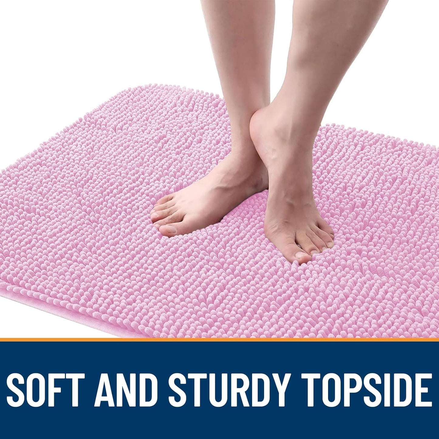 OLANLY Dog Door Mat for Muddy Paws 44x24, Absorbs Moisture and Dirt, Absorbent Non-Slip Washable Doormat, Quick Dry Chenille Mud Mat for Dogs, Entry Indoor Entryway Carpet for Inside Floor, Pink