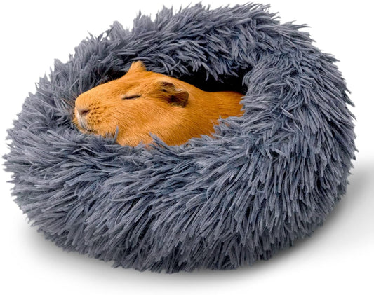Paw Inspired Furr-O Burrowing Pet Bed with Zip-On Spandex and Fleece Bottoms for Guinea Pigs and Other Small Animals, Cozy Carrier, Hideout Enrichment Toy, Cage Accessories (Dark Gray)