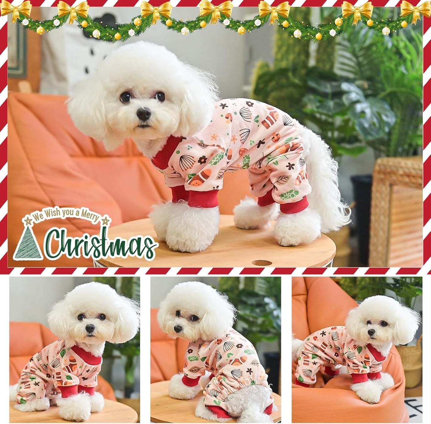 BEAUTYZOO Dog Pajamas Small Sized Dog, Summer Doggie Pajamas for Boy Girl, Soft Strechy Cotton Puppy Pjs Jammies Onesies for Men Women, Pet Jumpsuit Body Suit Cat Apparel Clothes, Cream XS