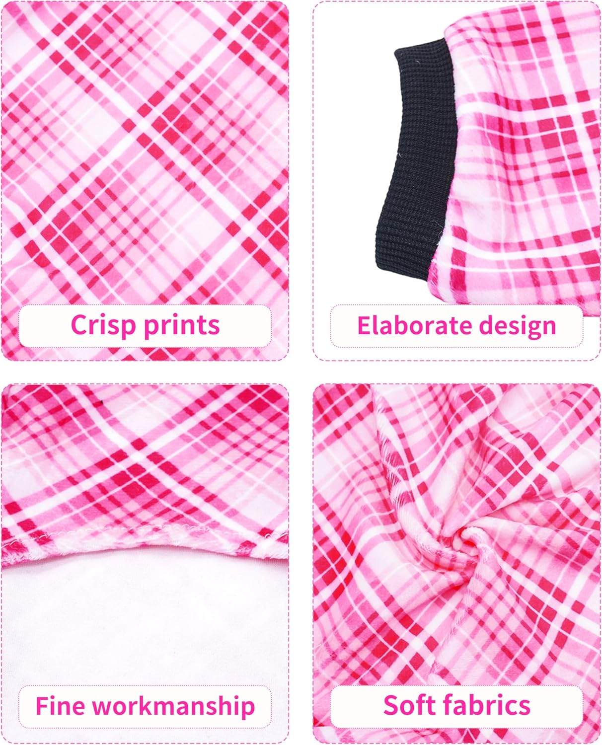 PET SHOW 4 Pack Small Dog Pajamas Cute Paw Bone Clothes for Medium Dogs Soft Stretchy PJs Plaid Jumpsuit Puppy Cats Floral Fruits Onesies Outfits with Sleeve Pets Dachshund Costume(L, Pink for Girls)