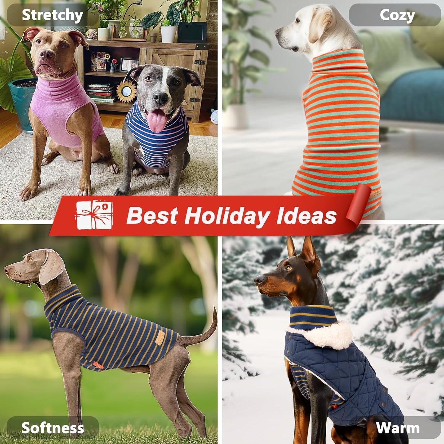 KYEESE 2Pack Dog Sweater Warm Dogs Clothes Stretchy Pet Sweater Large Size Pets Soft Pet Sweatshirt Pullover Turtleneck Pets Coats Dog Sweaters for Large Dogs