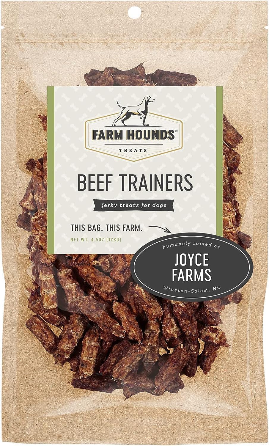 Farm Hounds - Beef Trainers - Premium Natural Beef Jerky for Dogs - Made from 100% Humanely Raised Cattle - Easy-Break - Great for Training & Treats - No Added Fillers - Made in USA - 4.5 oz - 2 Pack
