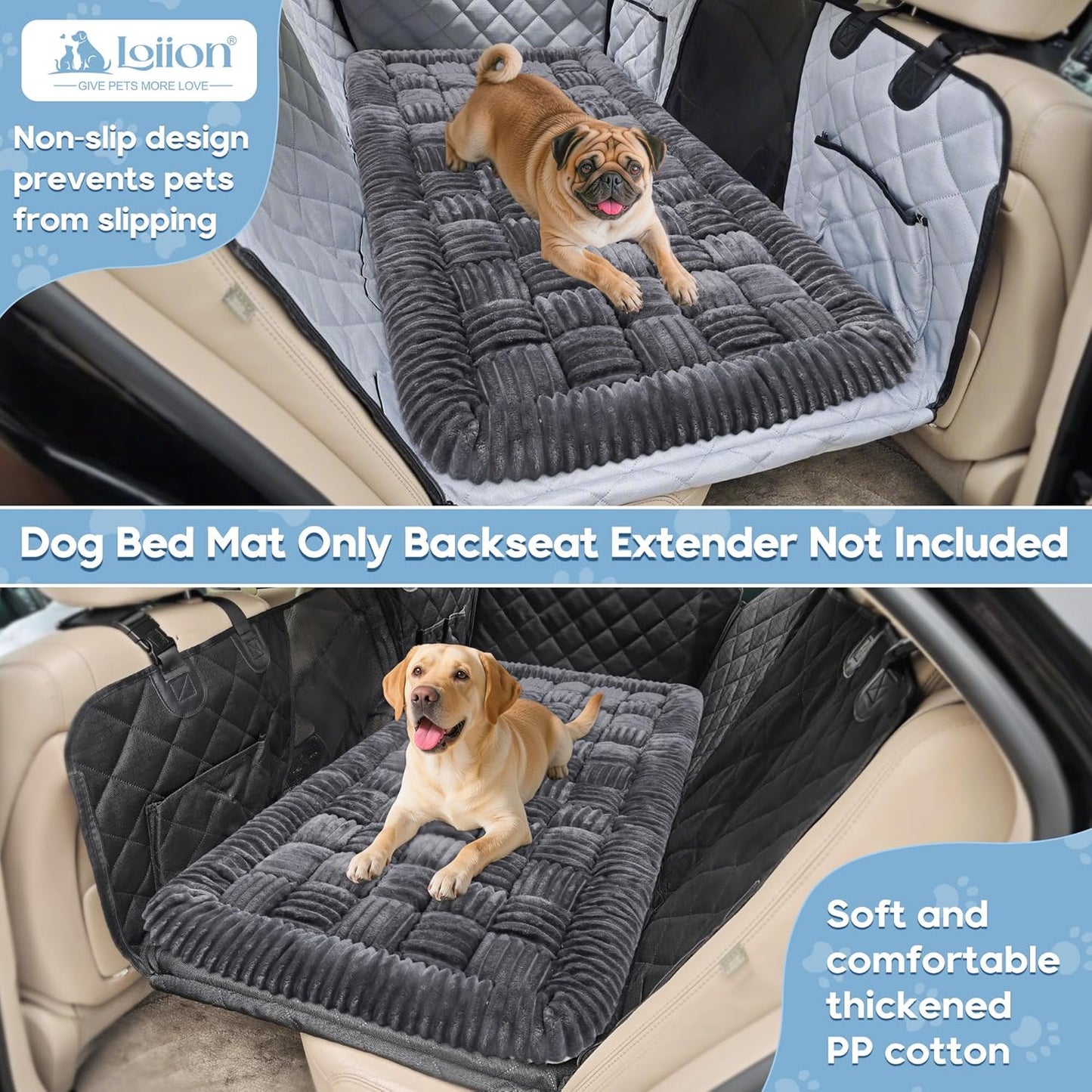 Dog Car Bed Mat, Non-Slip Backseat Extender Pet Blanket, Plaid Dog Bed for Trucks, Sedans & Large SUVs, Chew-Resistant Travel Pad for Dogs, Easy Clean & Scratch-Proof & Comfort（56"x28.7" Gray