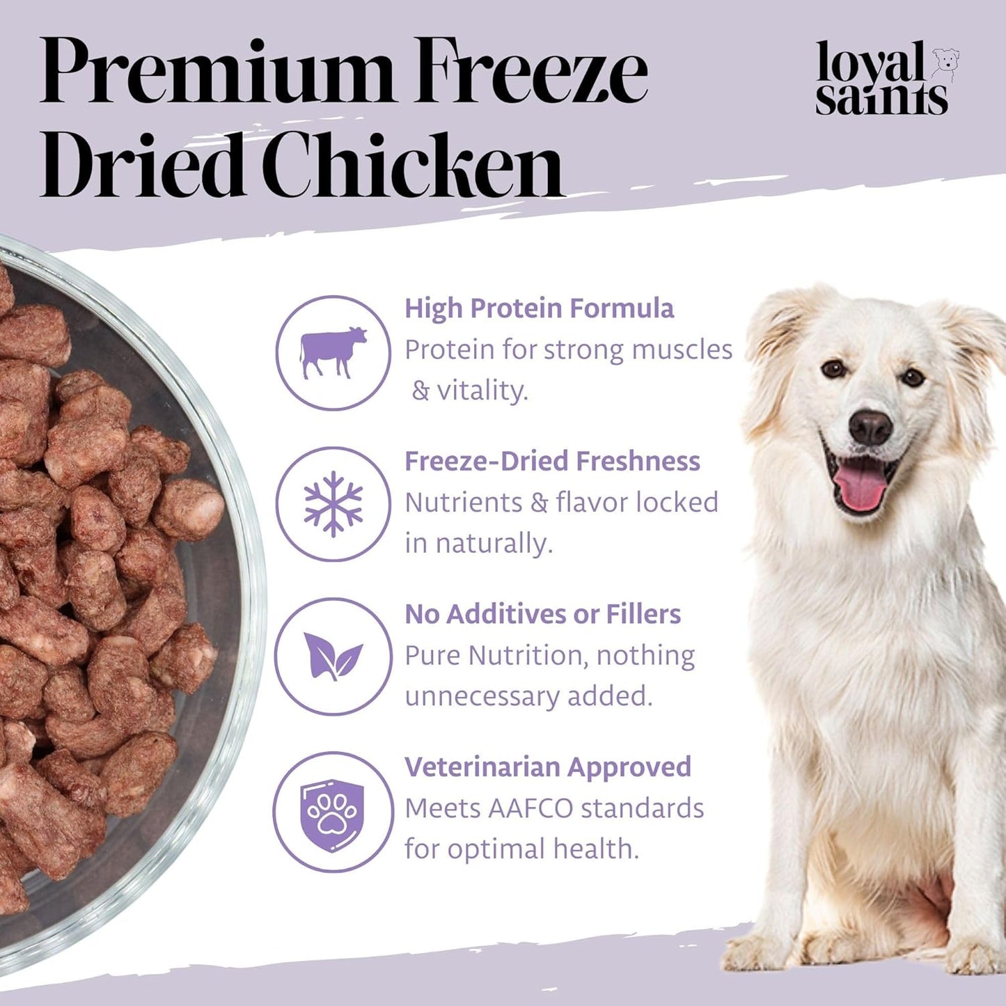 Freeze Dried Raw Dog Food - Premium Chicken Flavor with High Protein & Grain Free Dog Food for Small or Large Breeds and Picky Eaters - Versatile as Meal Topper, Pet Snack & Treats, 14 Oz