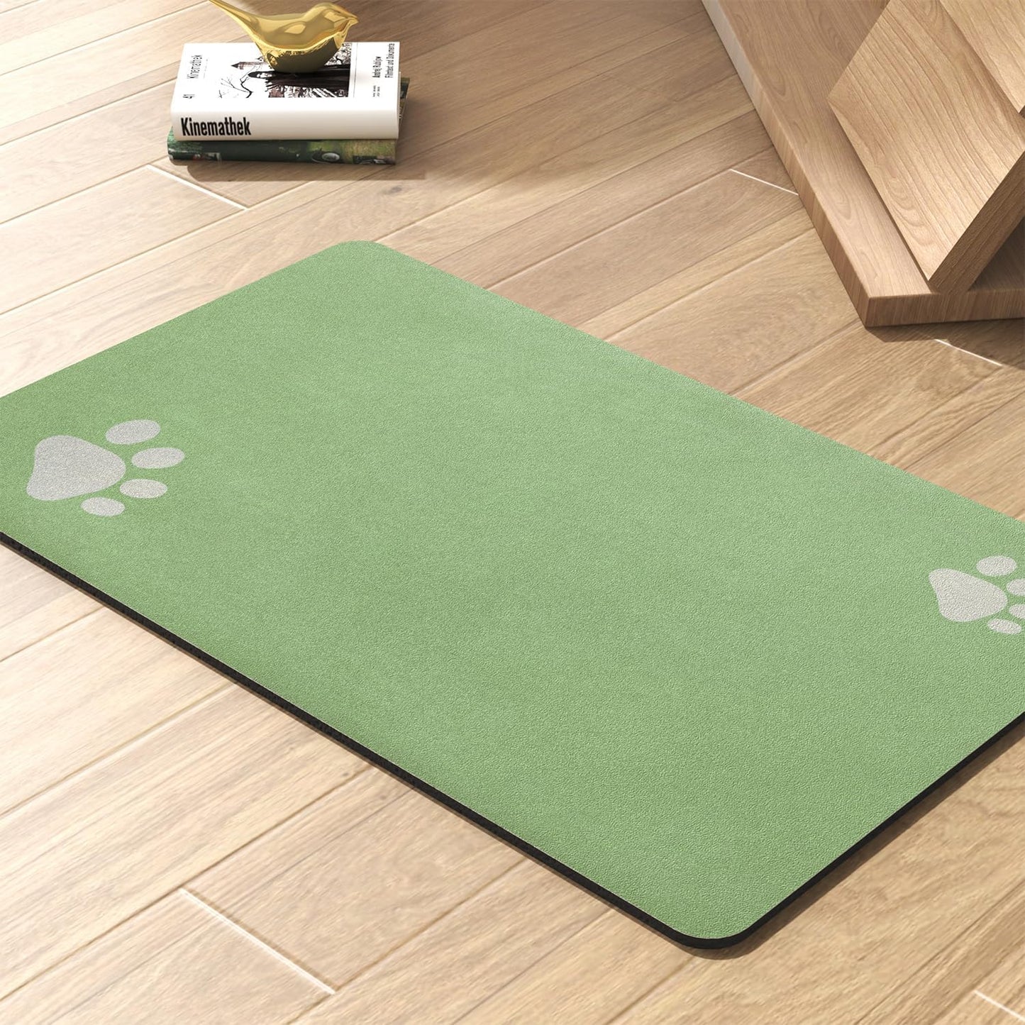Pet Feeding Mat-Absorbent Dog Mat for Food and Water Bowl-No Stains Quick Dry Water Dispenser Mat-Dog Accessories Pet Supplies-Bowl for Messy Drinkers（Green,23"x34"