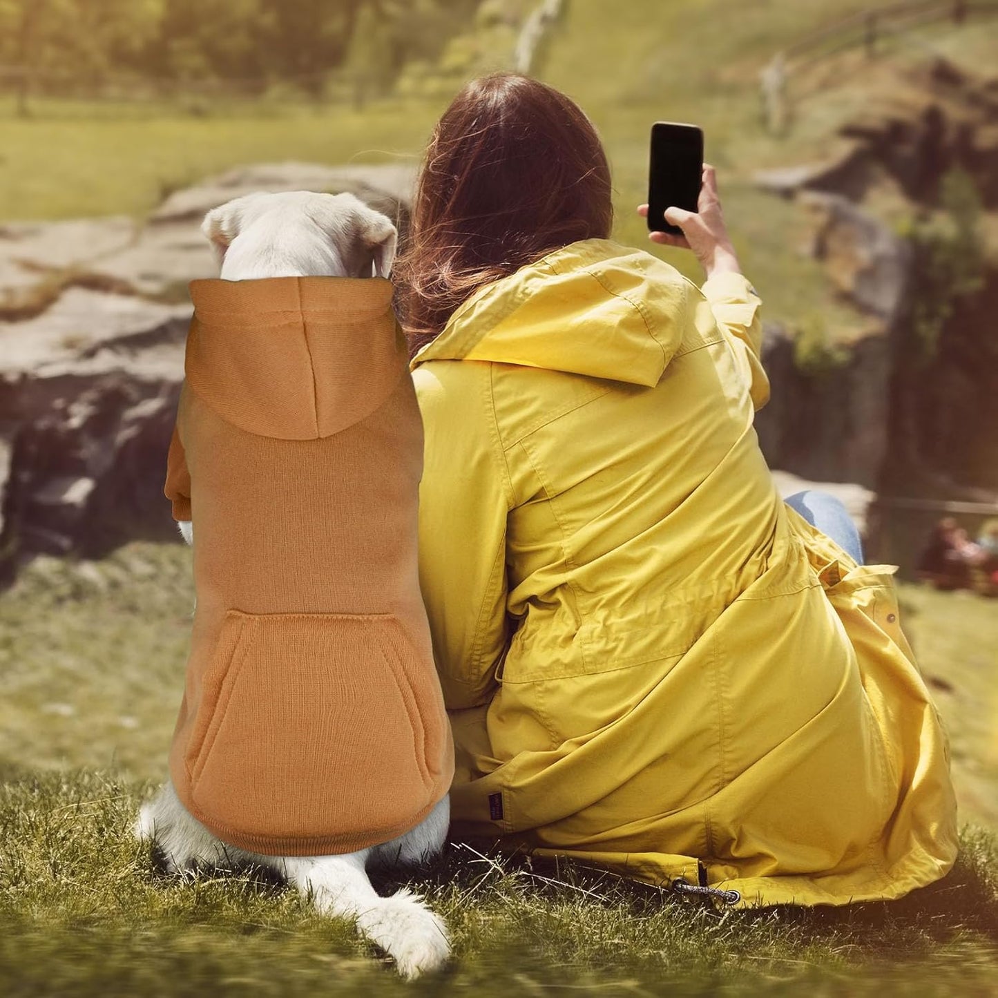 Dog Sweaters for Large Dogs Dog Hoodie Sweater Solid Soft Brushed Fleece Clothes Sweatshirt with Pocket(Coffee-XL)