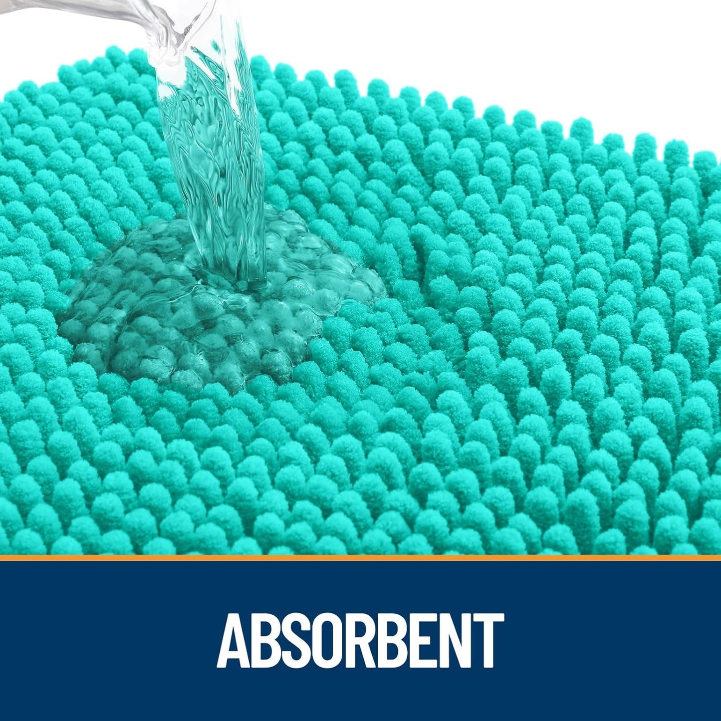 OLANLY Dog Door Mat for Muddy Paws 59x24, Absorbs Moisture and Dirt, Absorbent Non-Slip Washable Doormat, Quick Dry Chenille Mud Mat for Dogs, Entry Indoor Entryway Carpet for Inside Floor, Teal