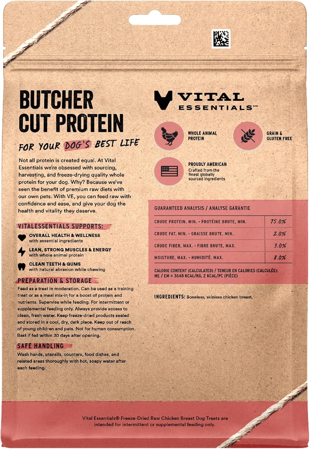 Vital Essentials Chicken Breast Dog Treats, 10 oz | Freeze-Dried Raw | Single Ingredient | Premium Quality High Protein Training Treats | Grain Free, Gluten Free, Filler Free