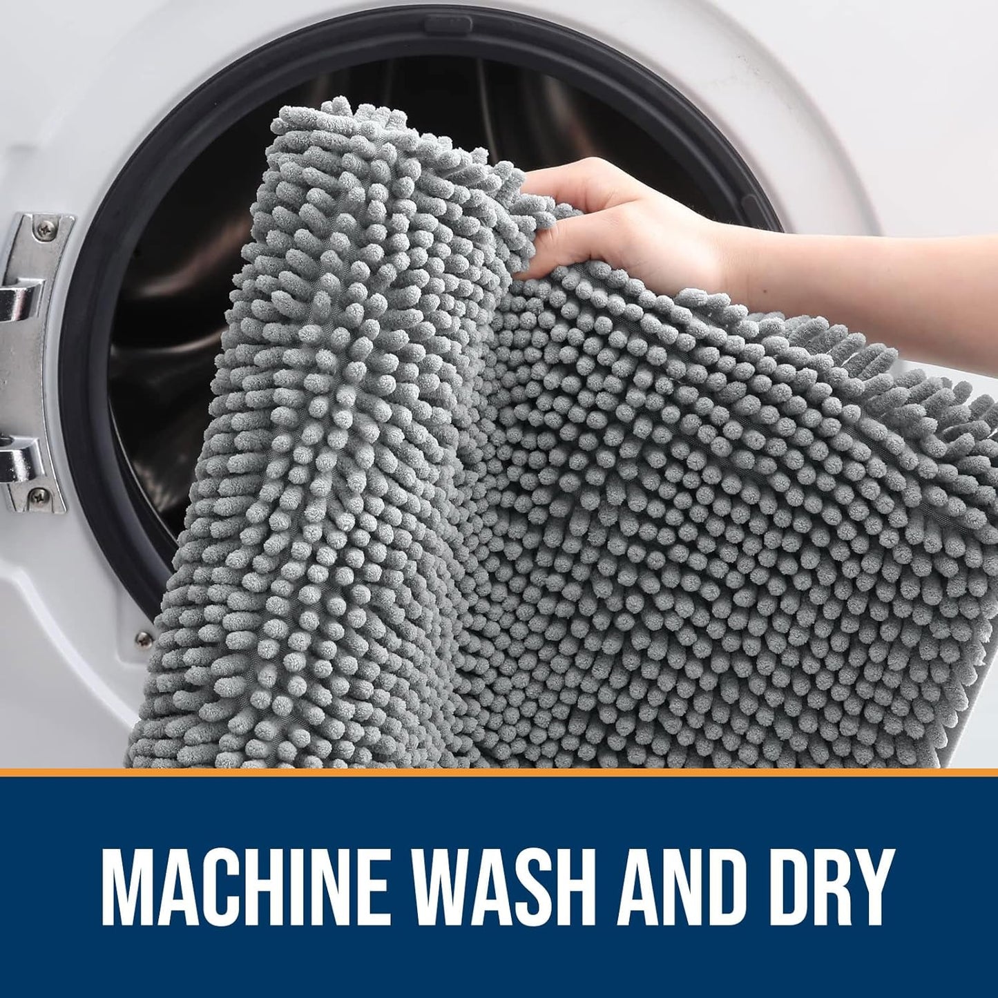 OLANLY Dog Door Mat for Muddy Paws 30x20, Absorbs Moisture and Dirt, Absorbent Non-Slip Washable Doormat, Quick Dry Chenille Mud Mat for Dogs, Entry Indoor Entryway Carpet for Inside Floor, Grey