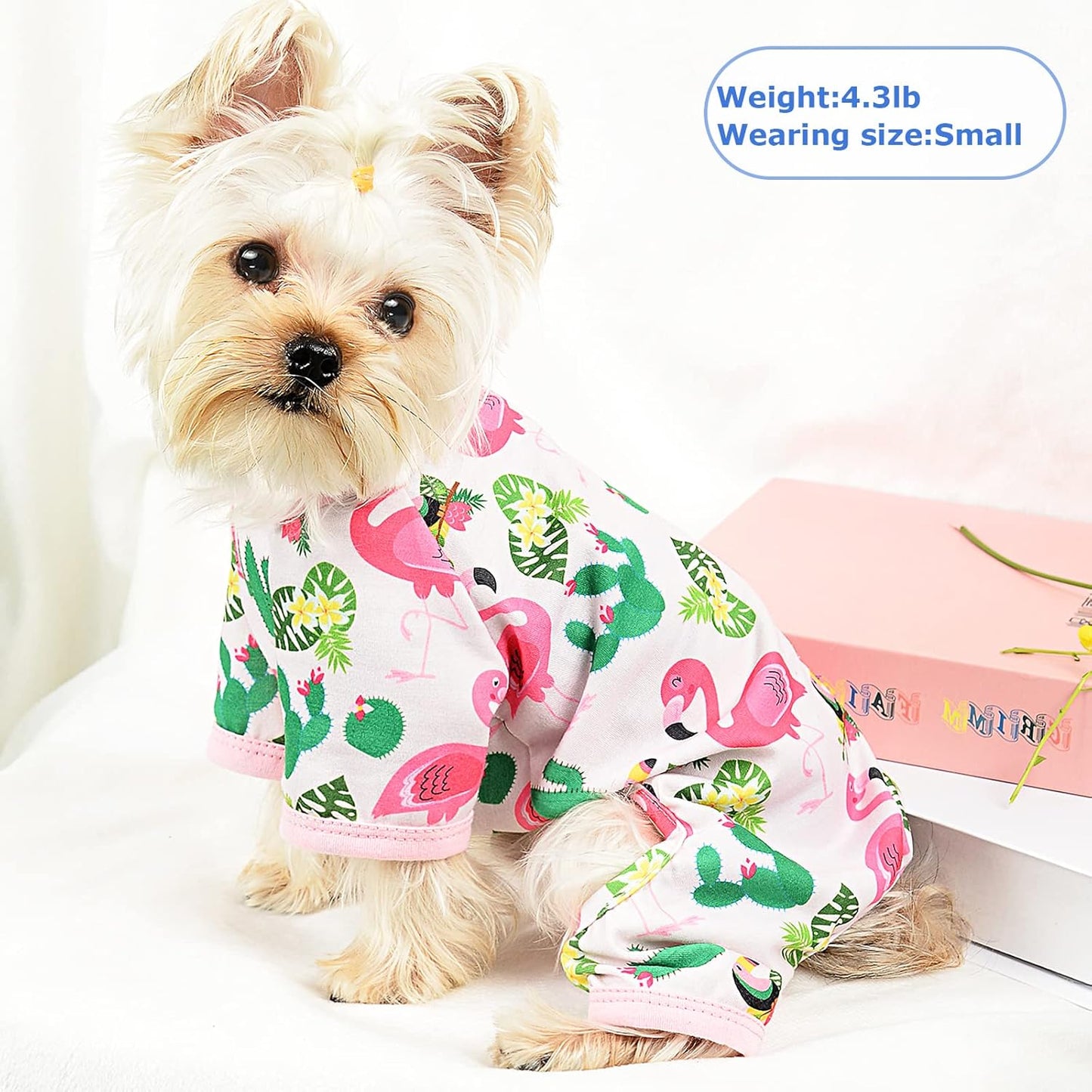 Dog Pajamas Pjs Summer Dog Clothes for Small Dogs Girl - Boy - Medium Size Dogs, Soft Stretchy Puppy Clothes Fall Doggie Onesies Cat Pet Jammies Outfit (Flamingo Pink, Large)
