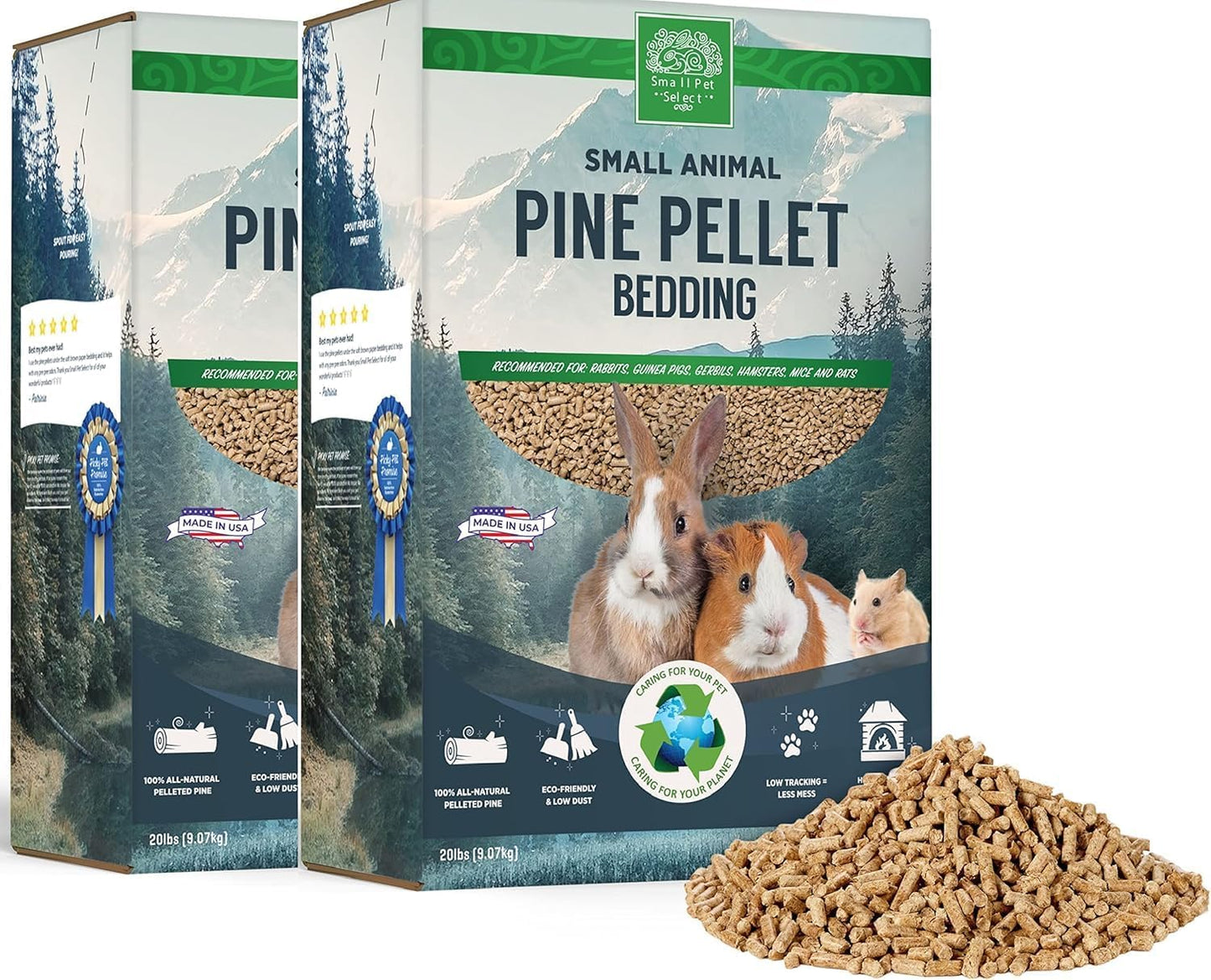 Small Pet Select Pine Pellet Bedding 40lb, Litter Pellets for Rabbit, Guinea Pig, Hamster, Bunny and Other Small Animals, Made in USA, 40lb