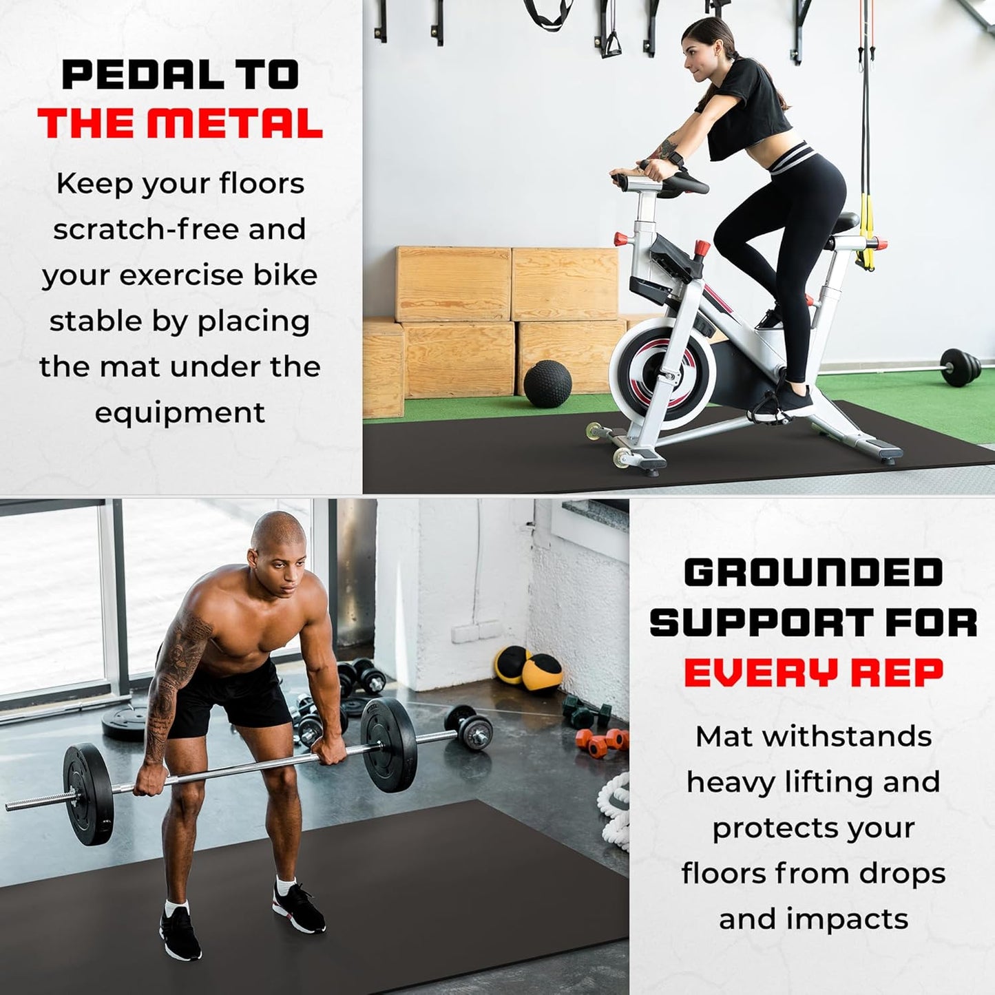 8FT x 4FT Extra Large Exercise Mat - PVC Floor Workout Mat with Carry Bag, Cleaning Cloth - Non slip Thick Workout Mats for Home Gym Flooring, Fitness Training Mat for Weights Pilates Cardio