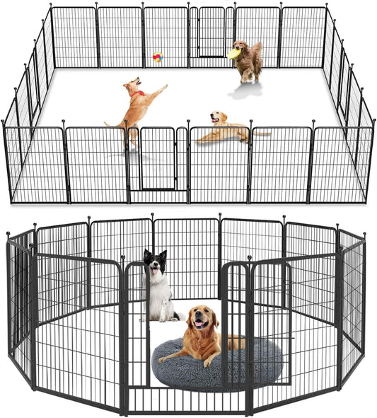 Dog Playpen Outdoor 40 inch 12 Panels Indoor Dog Pen for Large/Medium/Small Dogs Rustproof Metal Dog Fence Outdoor for Yard, Puppy Playpen with Door Portable Pet Fence for RV Camping Yard
