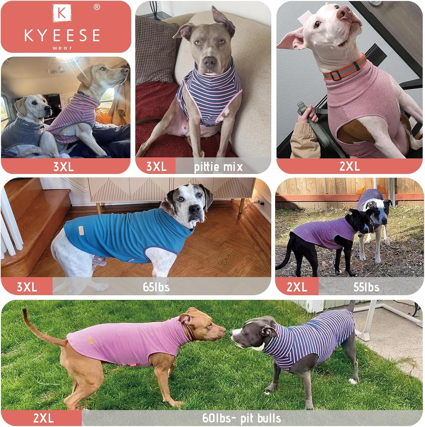 KYEESE 2Pack Dog Sweater Soft Pets Sweatshirt Pullover Large Pet Sweater Warm Dogs Clothes Turtleneck Pets Coats Stretchy Dog Sweaters for Large Dogs