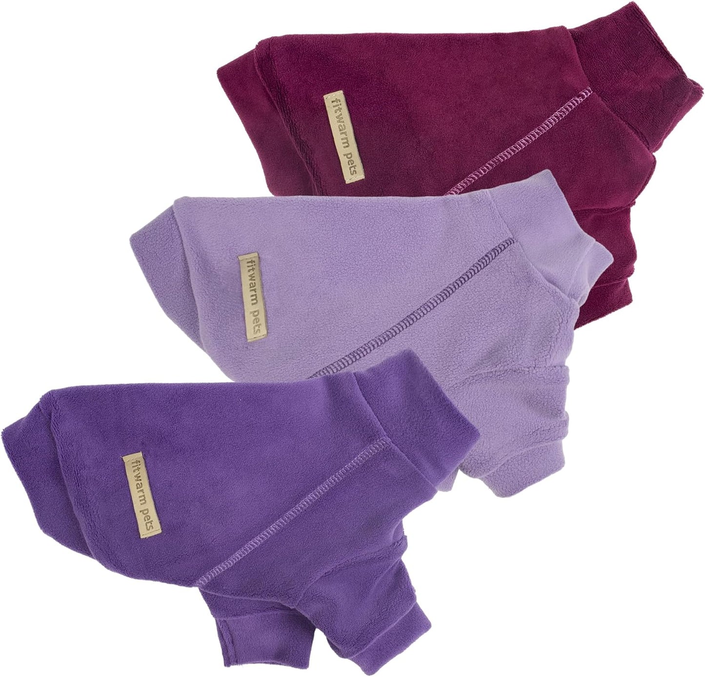 Fitwarm 3 Pack Classic Fleece Dog Sweater, Turtleneck Dog Sweatshirt, Dog Winter Clothes for Small Dogs Boy Girl, Pet Pullover Jumper, Cat Apparel, Purple, MediumPurple, Dark Red, Small