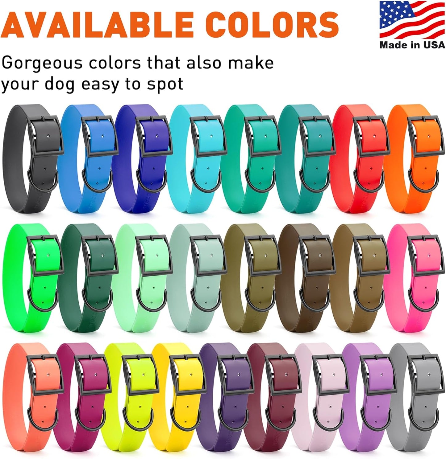 Dogline Biothane Waterproof Dog Collar Strong Coated Nylon Webbing with Black Hardware Odor- Proof for Easy Care Easy to Clean High Performance Fits Small Medium or Large Dogs, Cherry Red