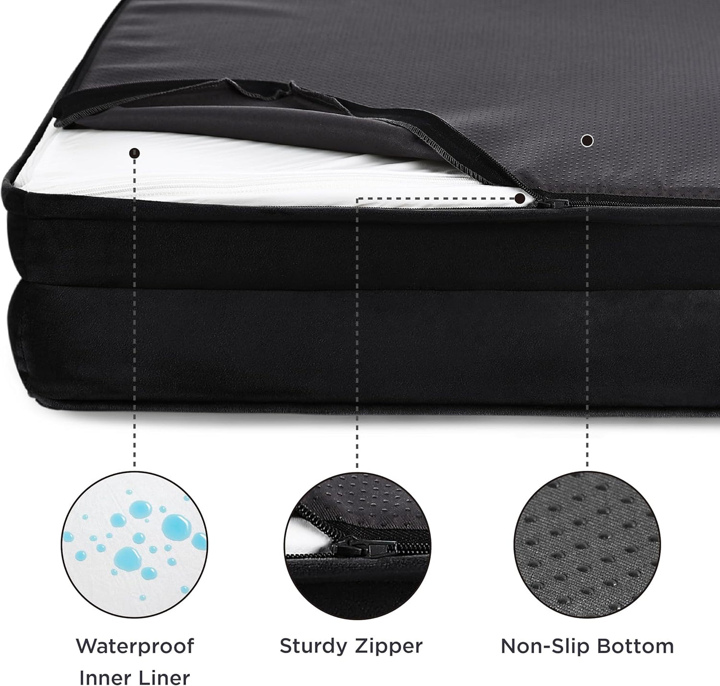 Bedsure XL Orthopedic Dog Bed for Extra Large Dogs - Washable XLarge Dog Cat Bed Waterproof, Comfort Dogs Couch Sofa with Washable Removable Cover, Pet Bed with Nonskid Bottom, Black, 42"