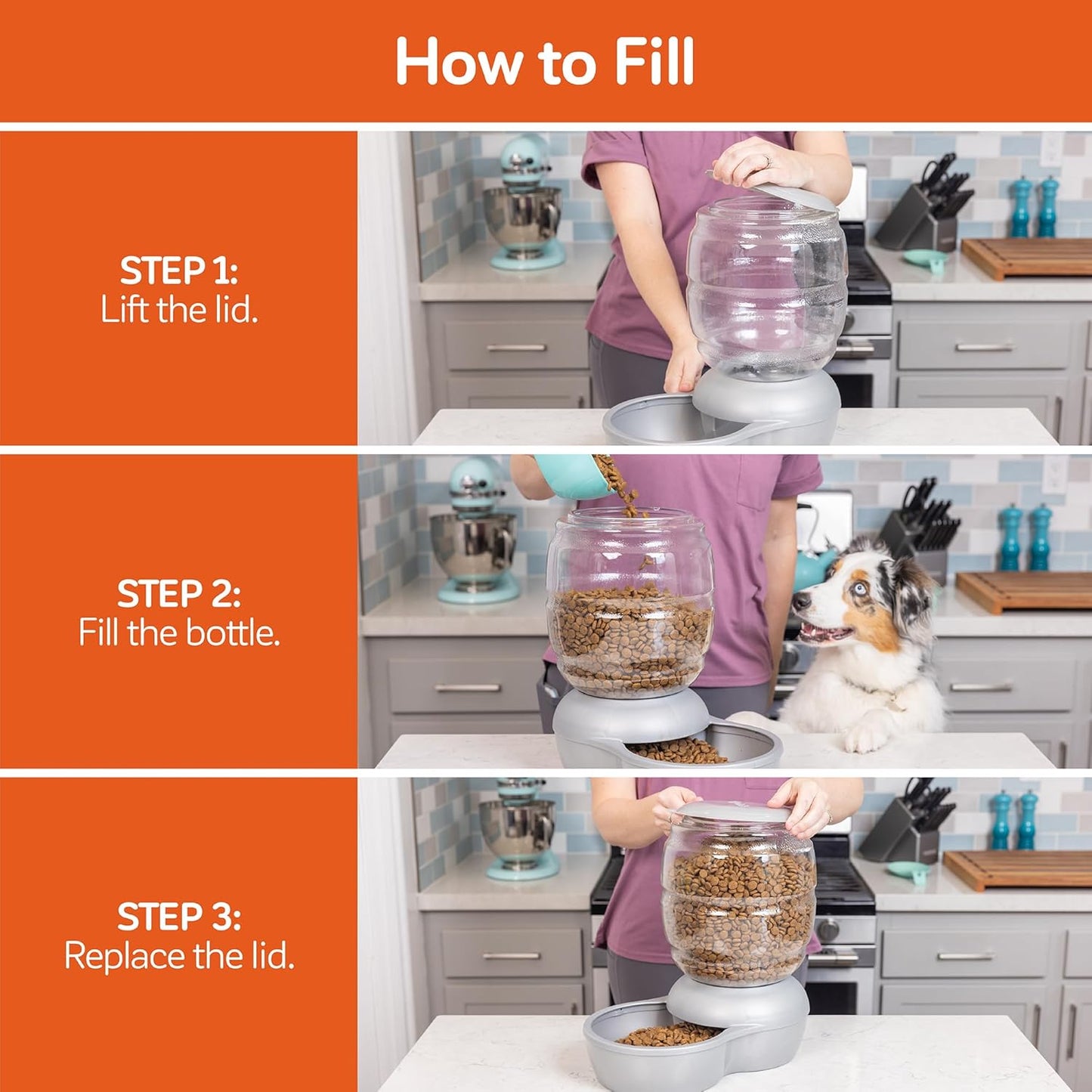 Petmate Replendish Gravity Feeder W/Microban, Pearl Peacock Blue, 2 LB, Made in USA