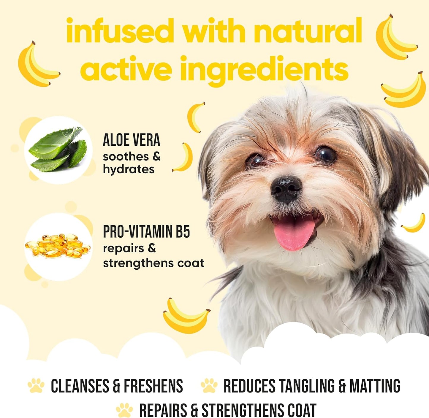 Banana Dog Shampoo by Buddycare | Deep Cleansing Shampoo for Dogs | Banana Scented | with Aloe Vera and Pro Vitamin B5 (16.9oz)